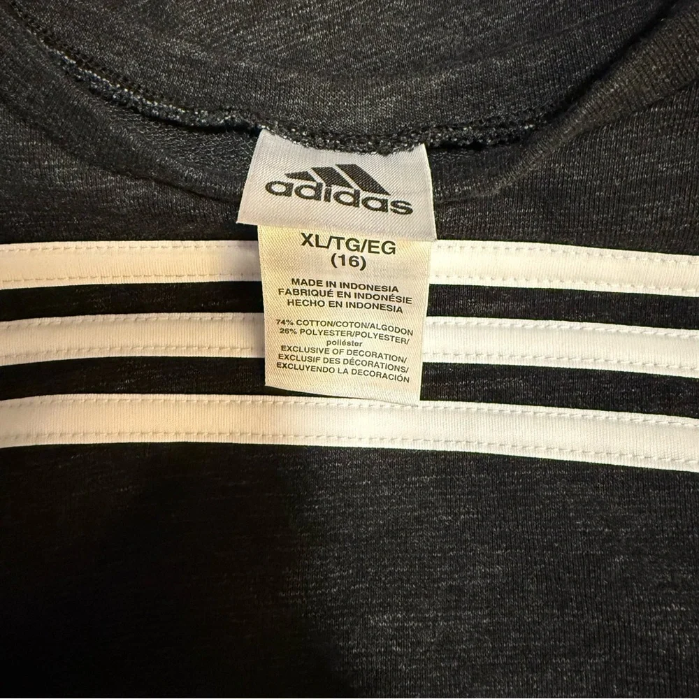 Like New Adidas Girls' French Terry Stripe Long Sleeve Dress